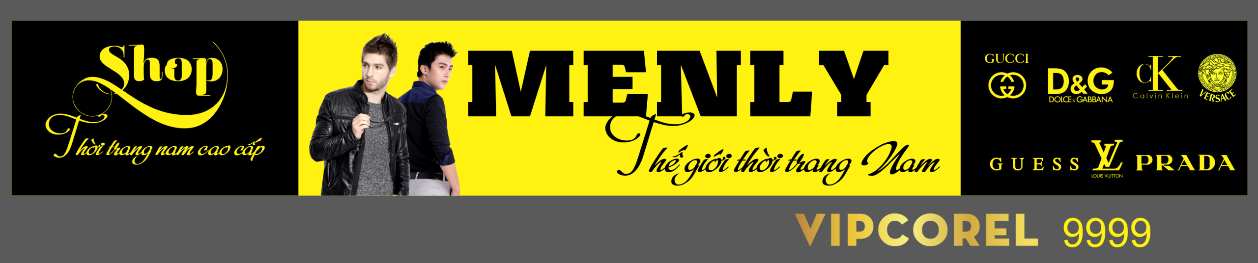 Biển shop thời trang Nam cao cấp Menly file corel