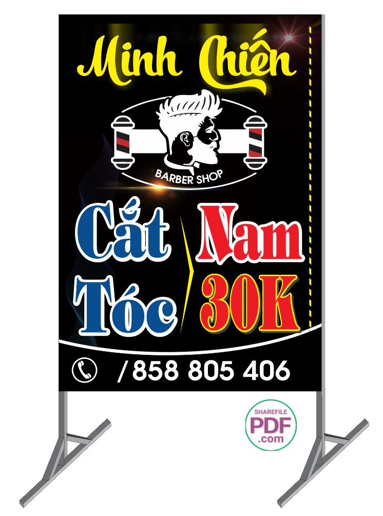 Biển vẫy Minh Chiến – cắt tóc nam file PDF & CDR