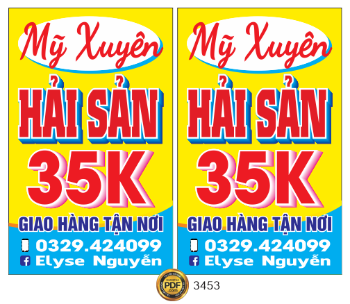 Biển vẫy Mỹ Xuyên Hải sản 35K file Corel