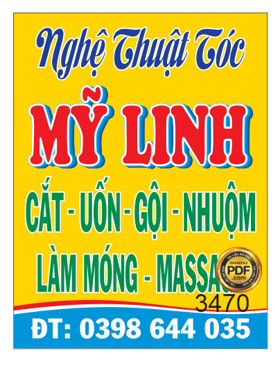 Biển vẫy Hair salon Mỹ Linh tóc đẹp file corel