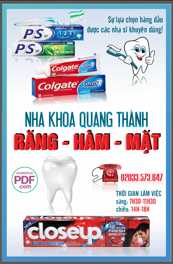 Biển Nha khoa Quang Thành – Răng Hàm Mặt file PDF & CDR