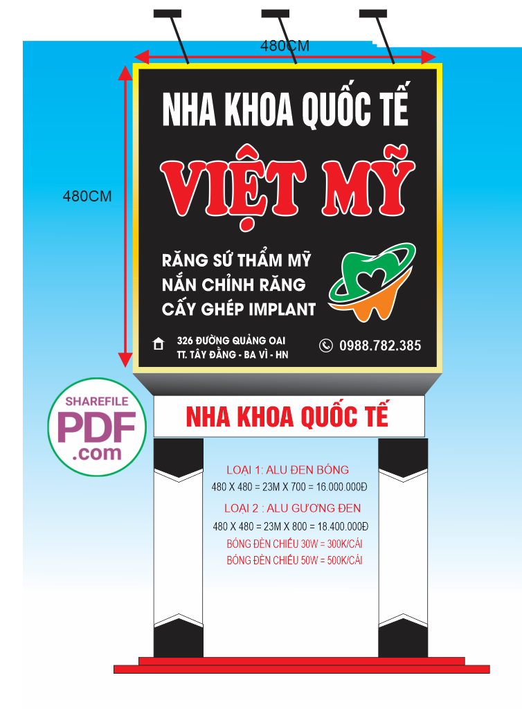 Biển Nha khoa quốc tế Việt Mỹ file PDF & CDR