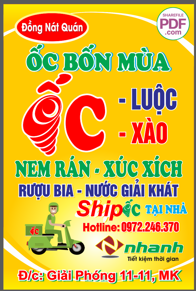 Biển Biển – Đồng Nát Quán ốc bốn mua file PDF & CDR