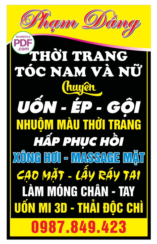 Biển Phạm Dâng – Thời trang tóc nam và nữ file PDF & CDR