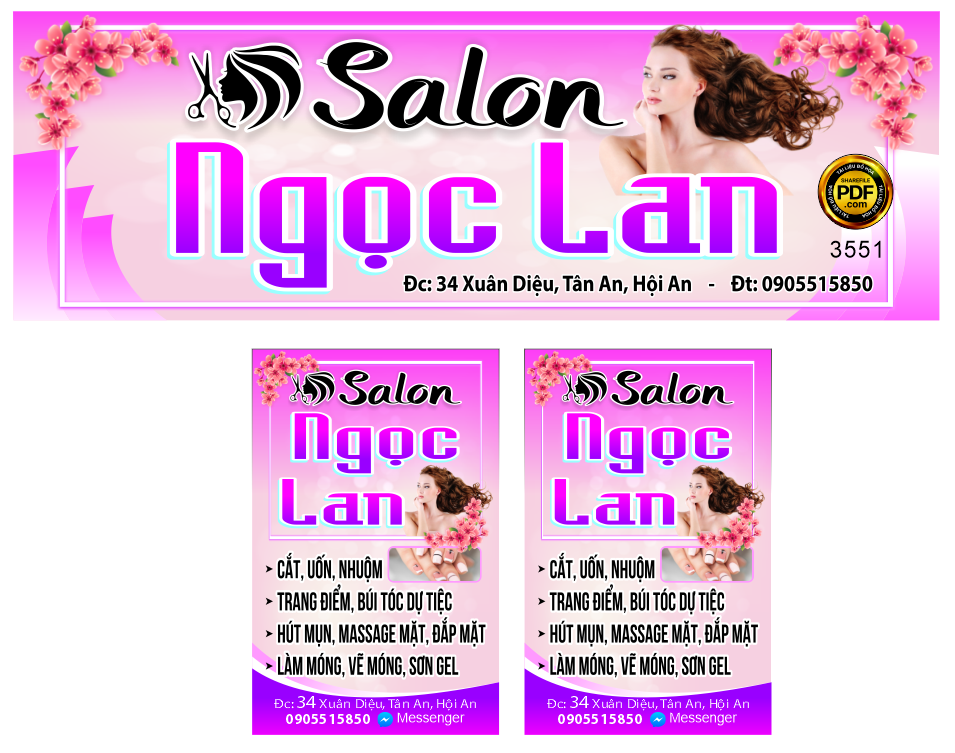 Biển Hair Salon Ngọc Lan file corel