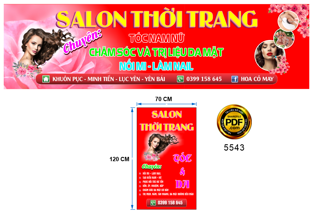 Market Salon Thời trang tóc – Hoa Cỏ May file corel