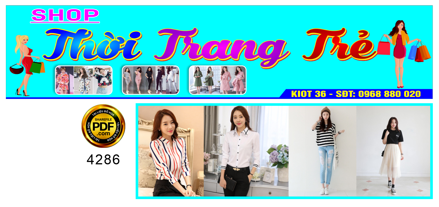 Market biển shop thời trang trẻ file corel