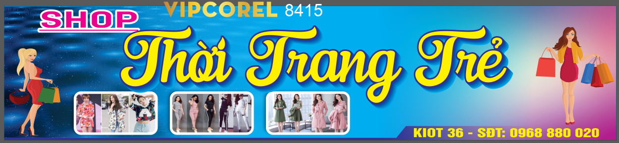 Biển quảng cáo Shop thời trang trẻ file corel