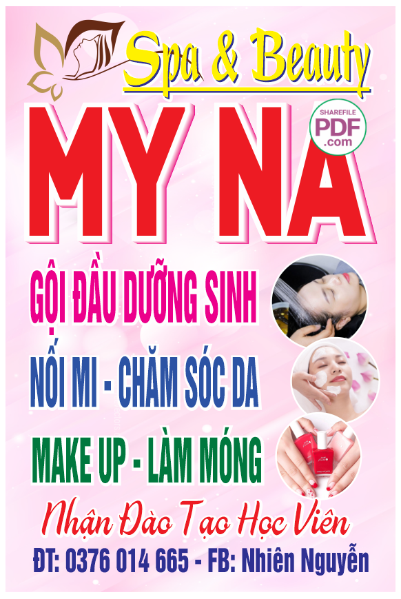 Biển Spa & Beauty My Na – gội đầu dưỡng sinh file PDF & CDR