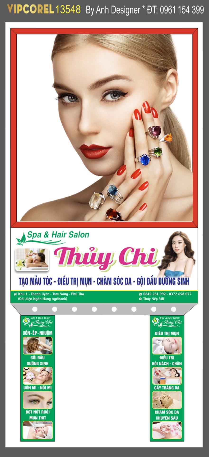 Biển QC Spa & Hair salon Thủy Chi file corel