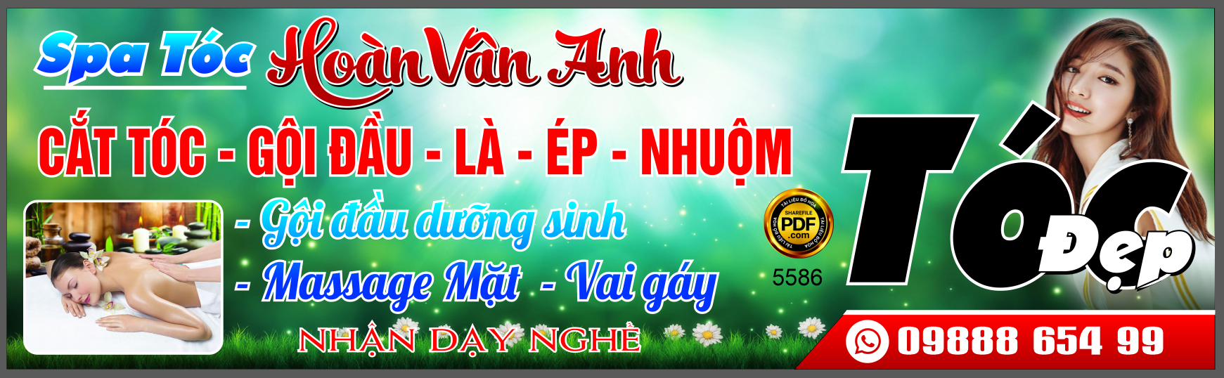 Biển Spa Tóc Hoàn Vân Anh – gội đầu file corel