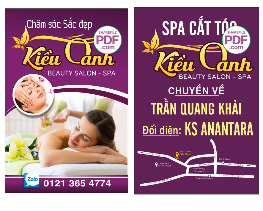 Biển vẫy Kiều Oanh Beauty Salon Spa #2 file PDF & CDR