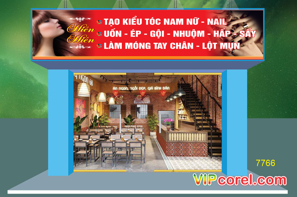 Biển quảng cáo tạo kiểu tóc nam nữ – nail file corel