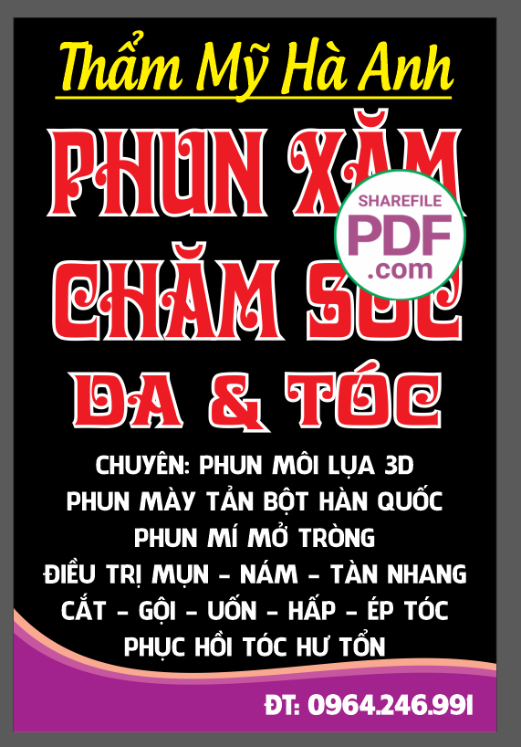 Biển Thẩm mỹ Hà Anh – chăm sóc da file PDF & CDR