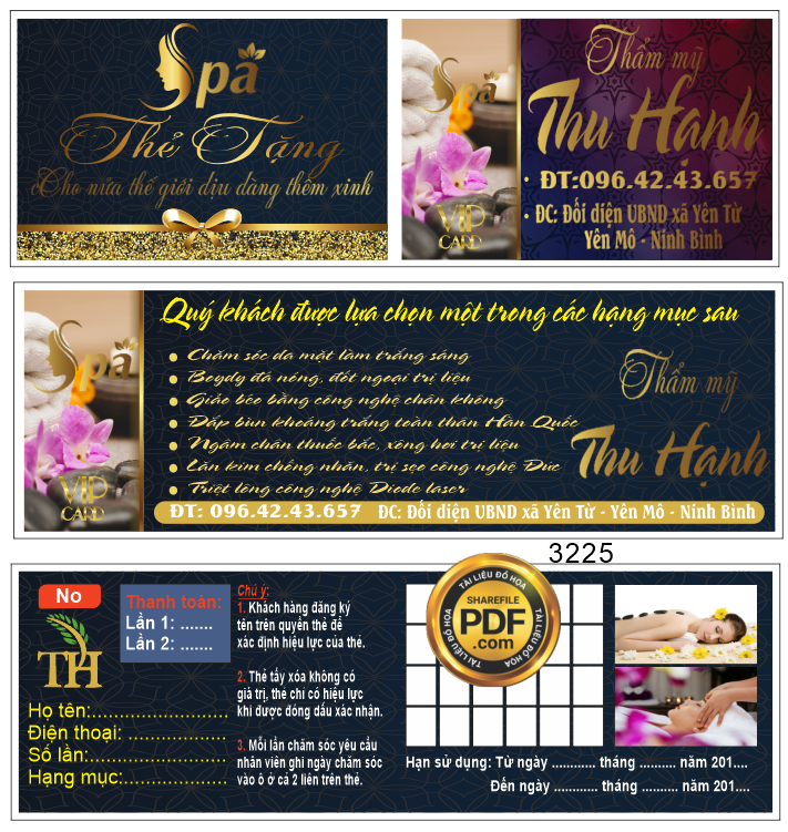 Market thẩm mỹ Thu Hạnh Spa – thẻ liệu trình file Corel