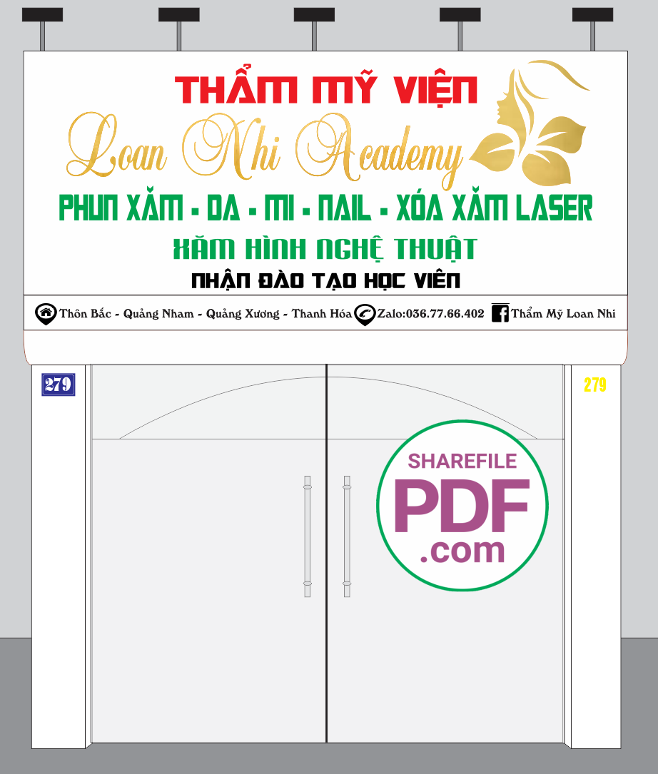 Biển Thẩm mỹ viện Loan Nhi Academy file PDF & CDR