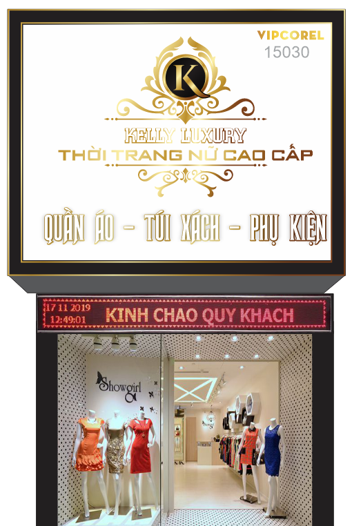 Biển QC Kelly Luxury Thời trang cao cấp file corel