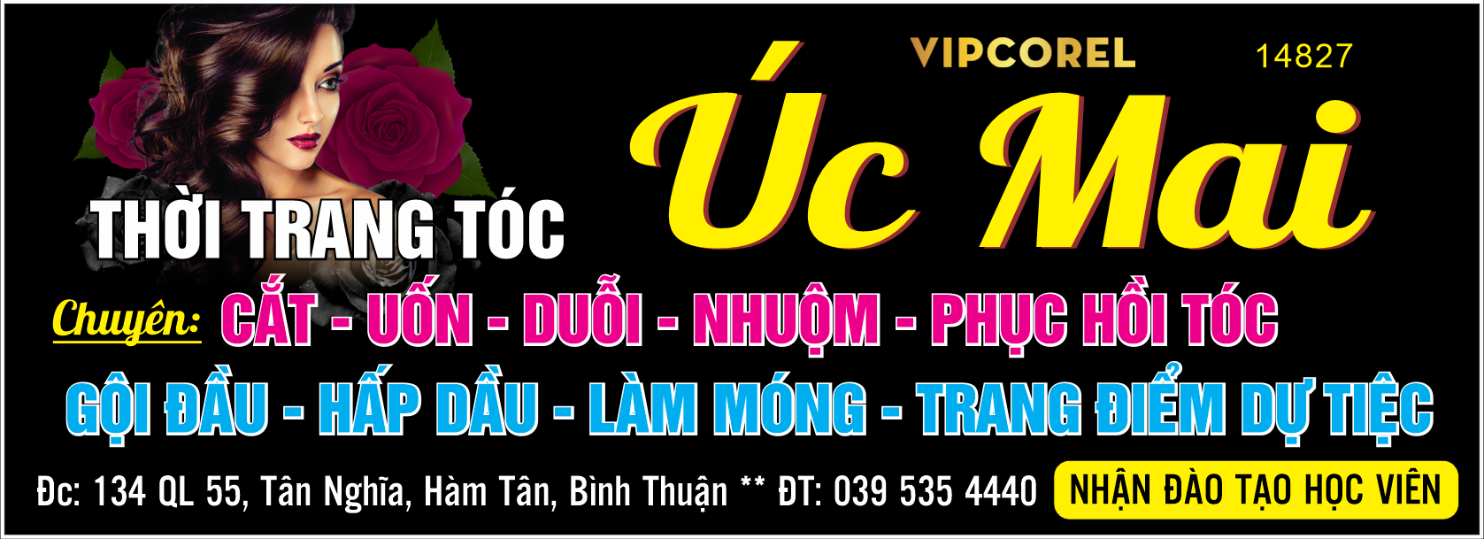 Vector biển QC Thời trang tóc Úc Mai – Hair salon