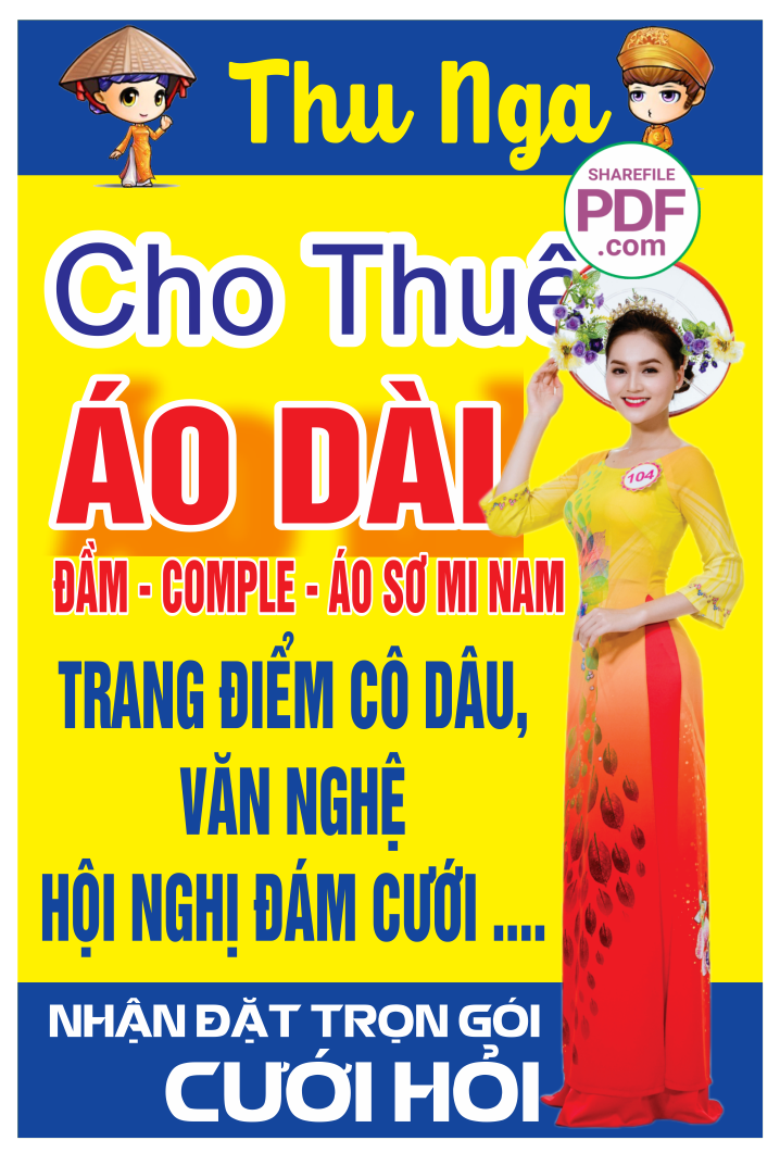 Biển Thu Nga – Cho thuê Áo Dài – trang điểm file PDF & CDR