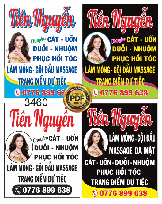 Biển vẫy Hair salon Tiến Nguyễn file corel