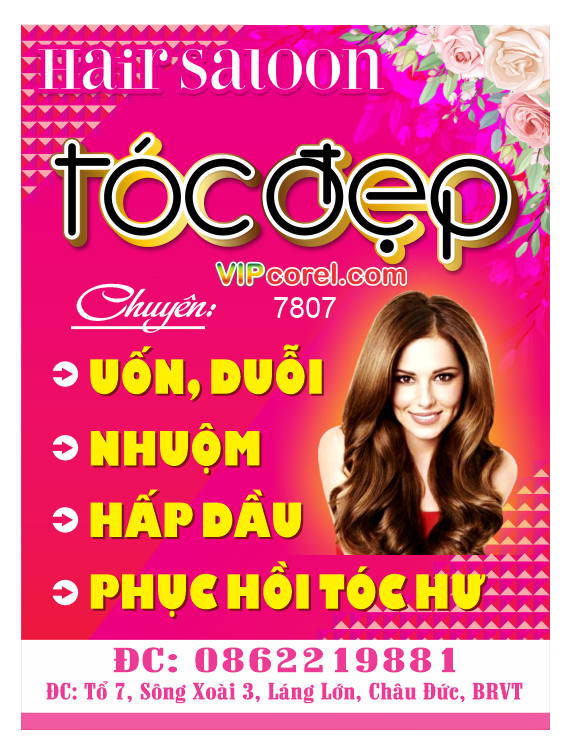 Biển vẫy Hair Salon Tóc Đẹp – uốn duỗi nhuộm gôi