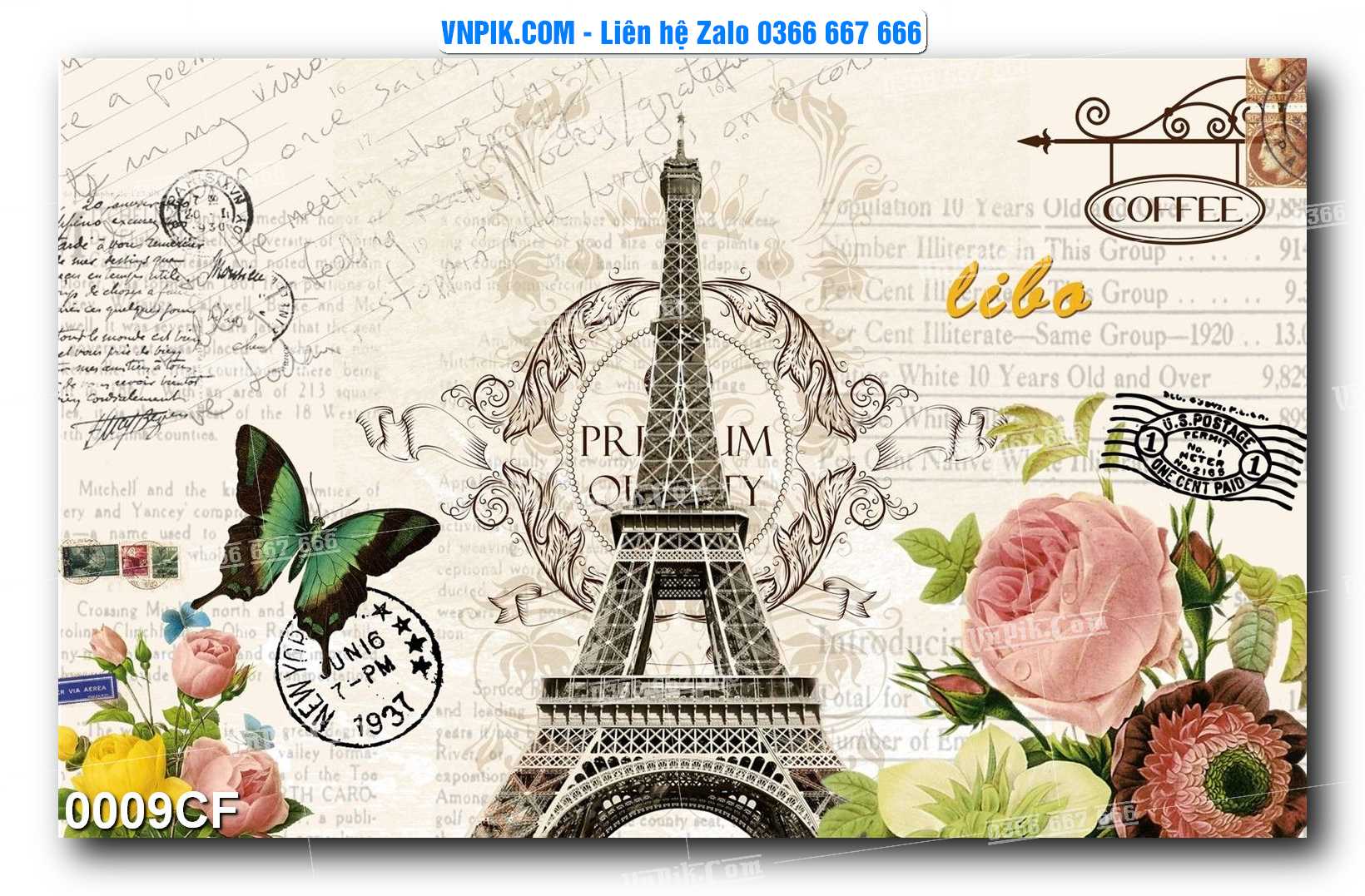 Tranh tường trang trí quán cà phê – trà chanh – trà sữa mã 0009CF