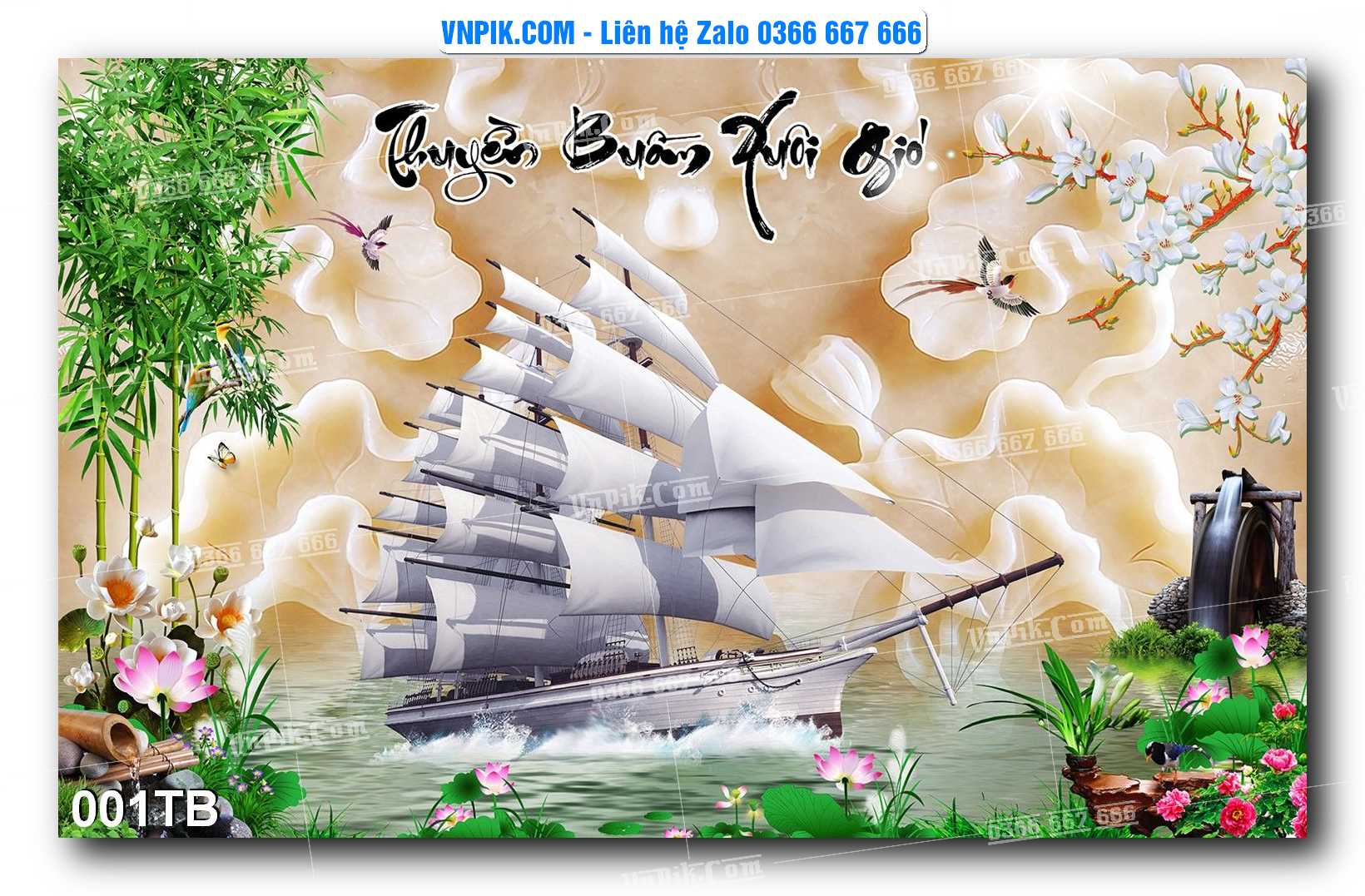 Tranh thuận buồm xuôi gió file PSD mẫu 001TB