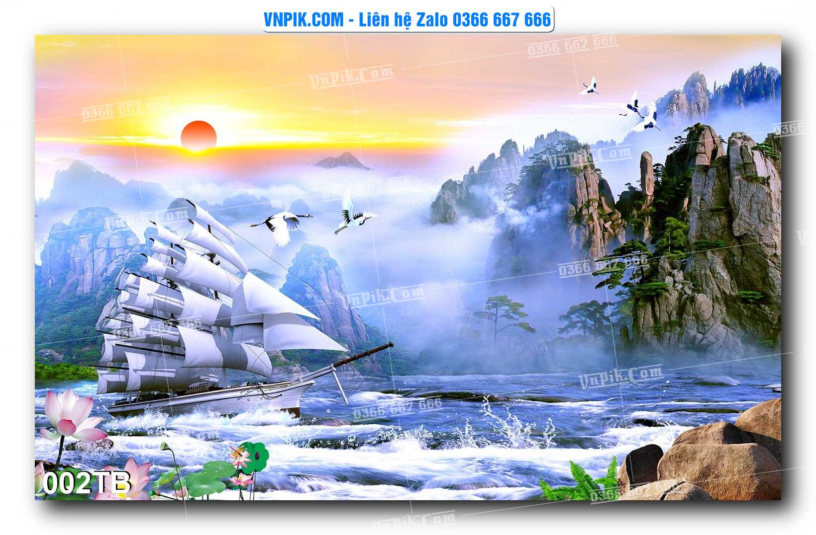 Tranh thuận buồm xuôi gió file PSD mẫu 002TB