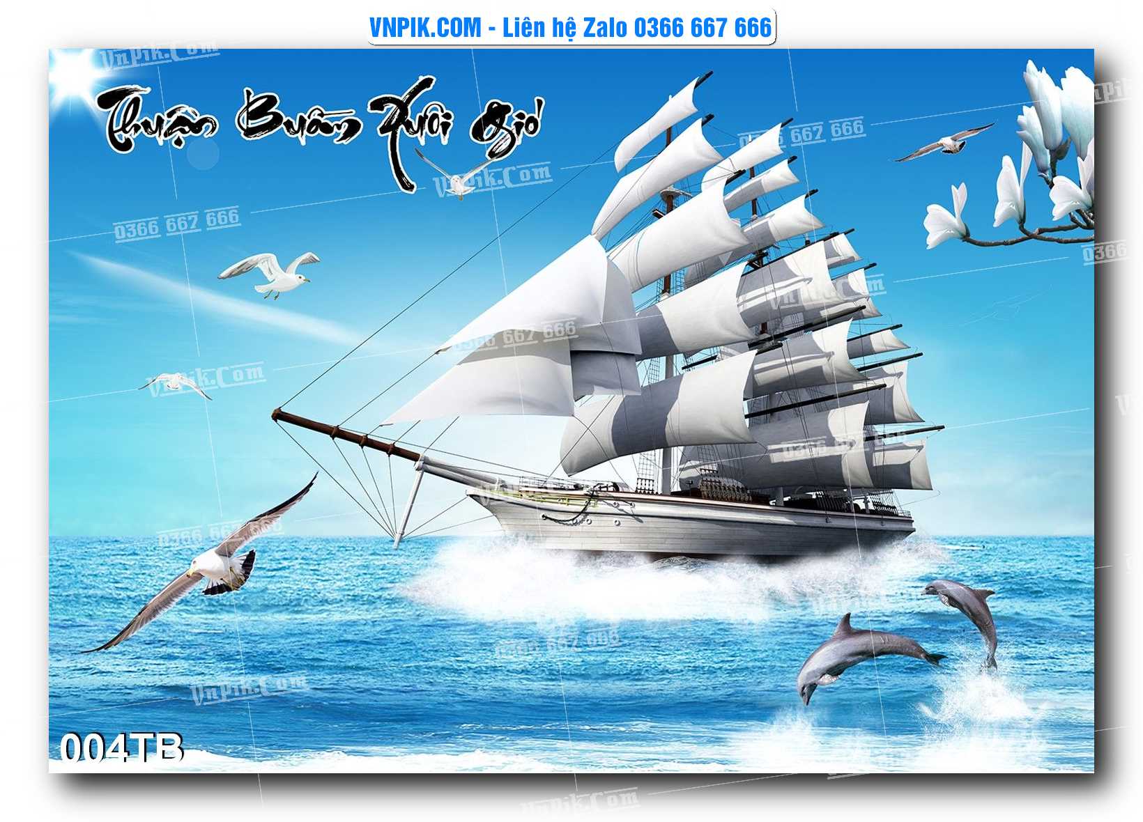 Tranh thuận buồm xuôi gió file PSD mẫu 004TB