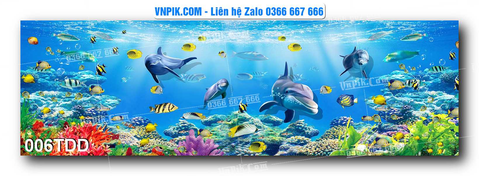 Tranh đại dương – cá heo 3D – tranh bể cá 006TDD