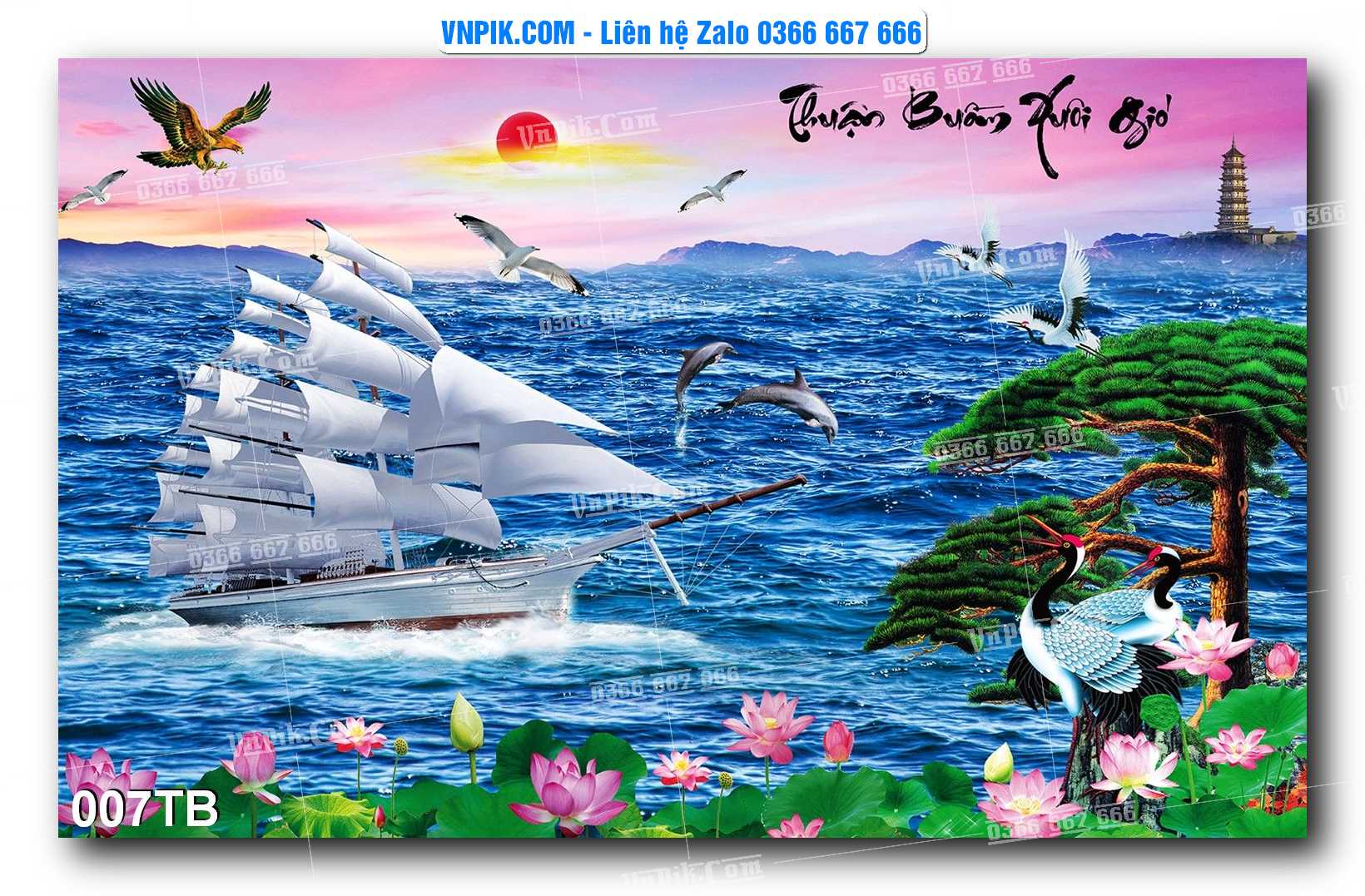 Tranh thuận buồm xuôi gió file PSD mẫu 007TB