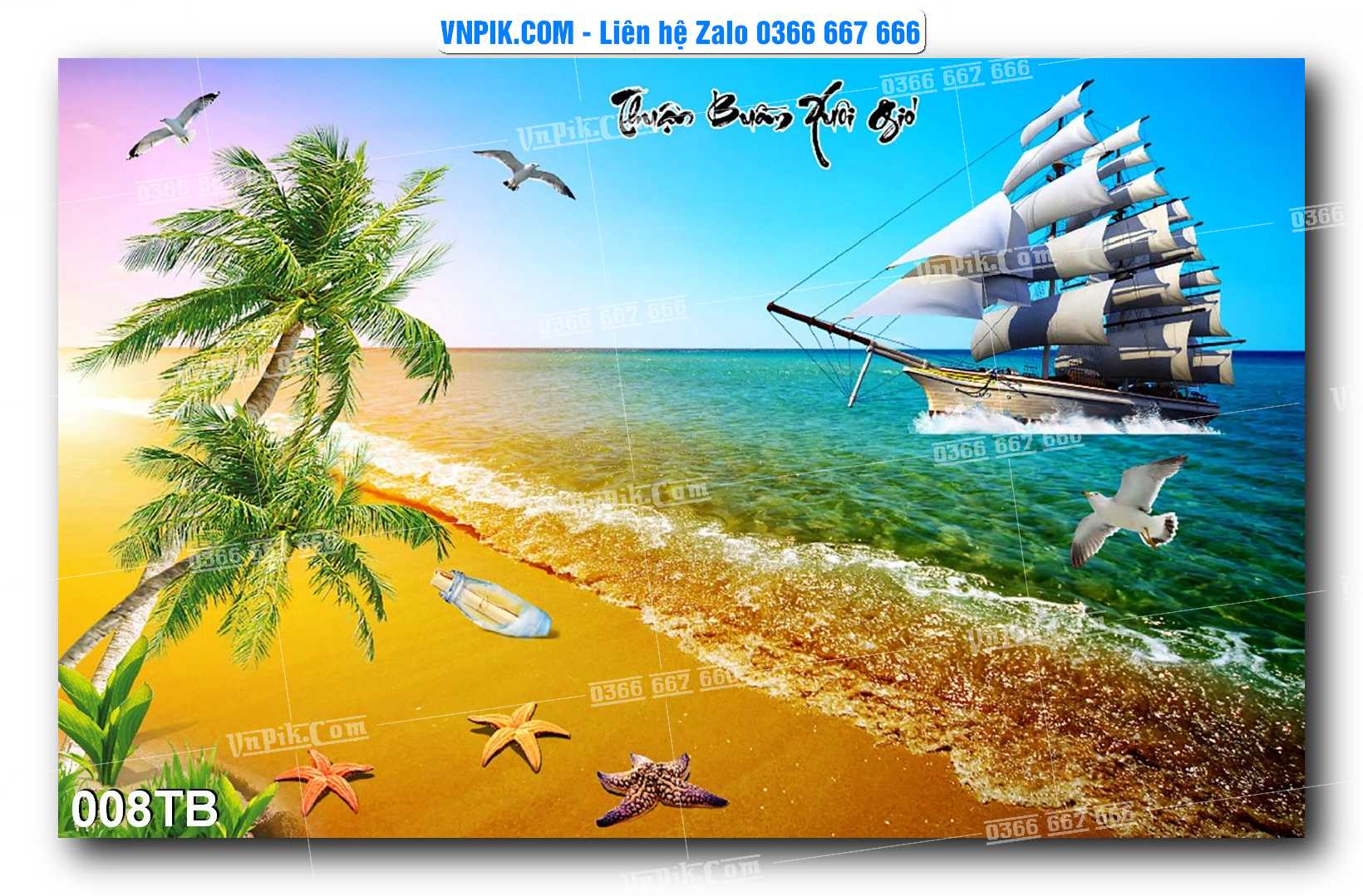 Tranh thuận buồm xuôi gió file PSD mẫu 008TB