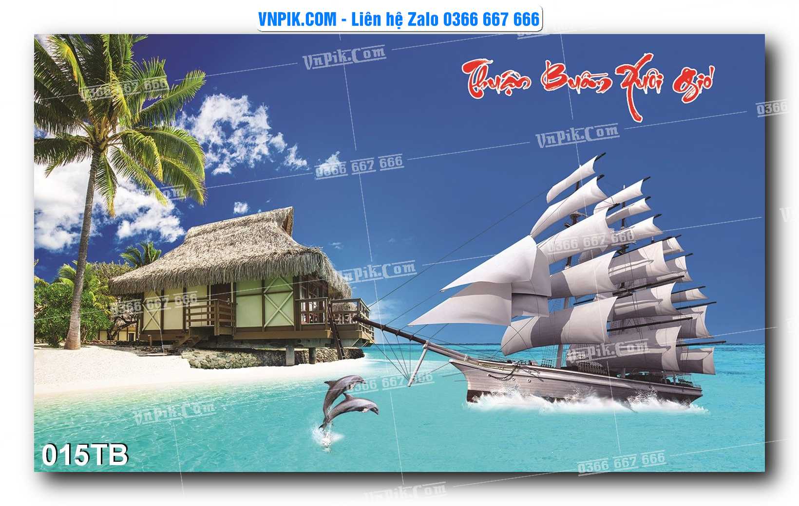 Tranh thuận buồm xuôi gió file PSD mẫu 015TB