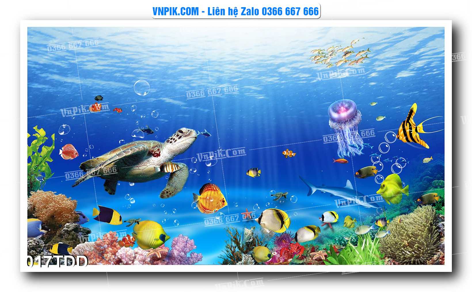 Tranh đại dương – cá heo 3D – tranh bể cá 017TDD