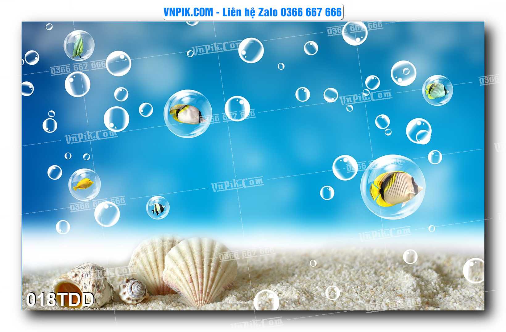 Tranh đại dương – cá heo 3D – tranh bể cá 018TDD