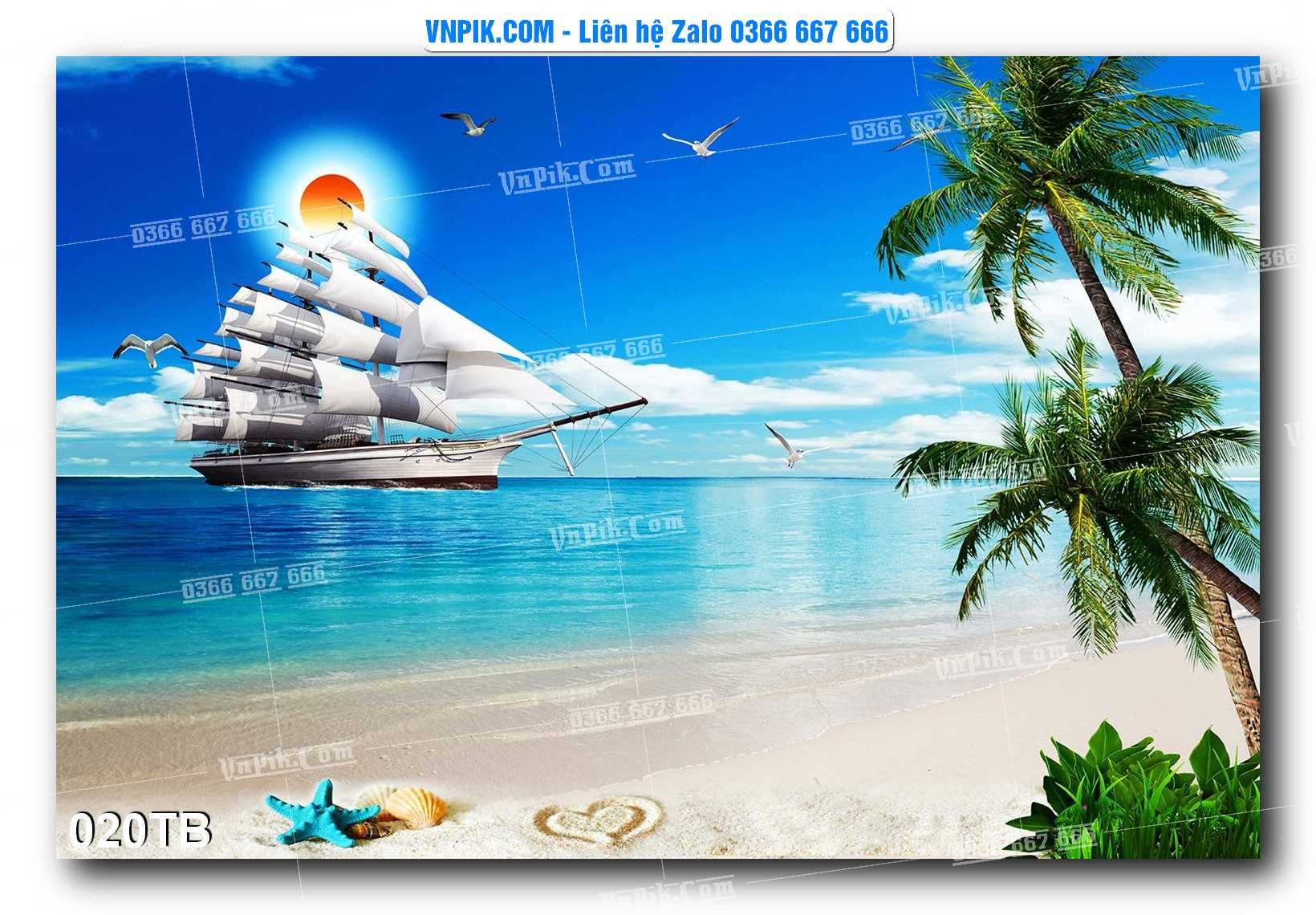 Tranh thuận buồm xuôi gió file PSD mẫu 020TB