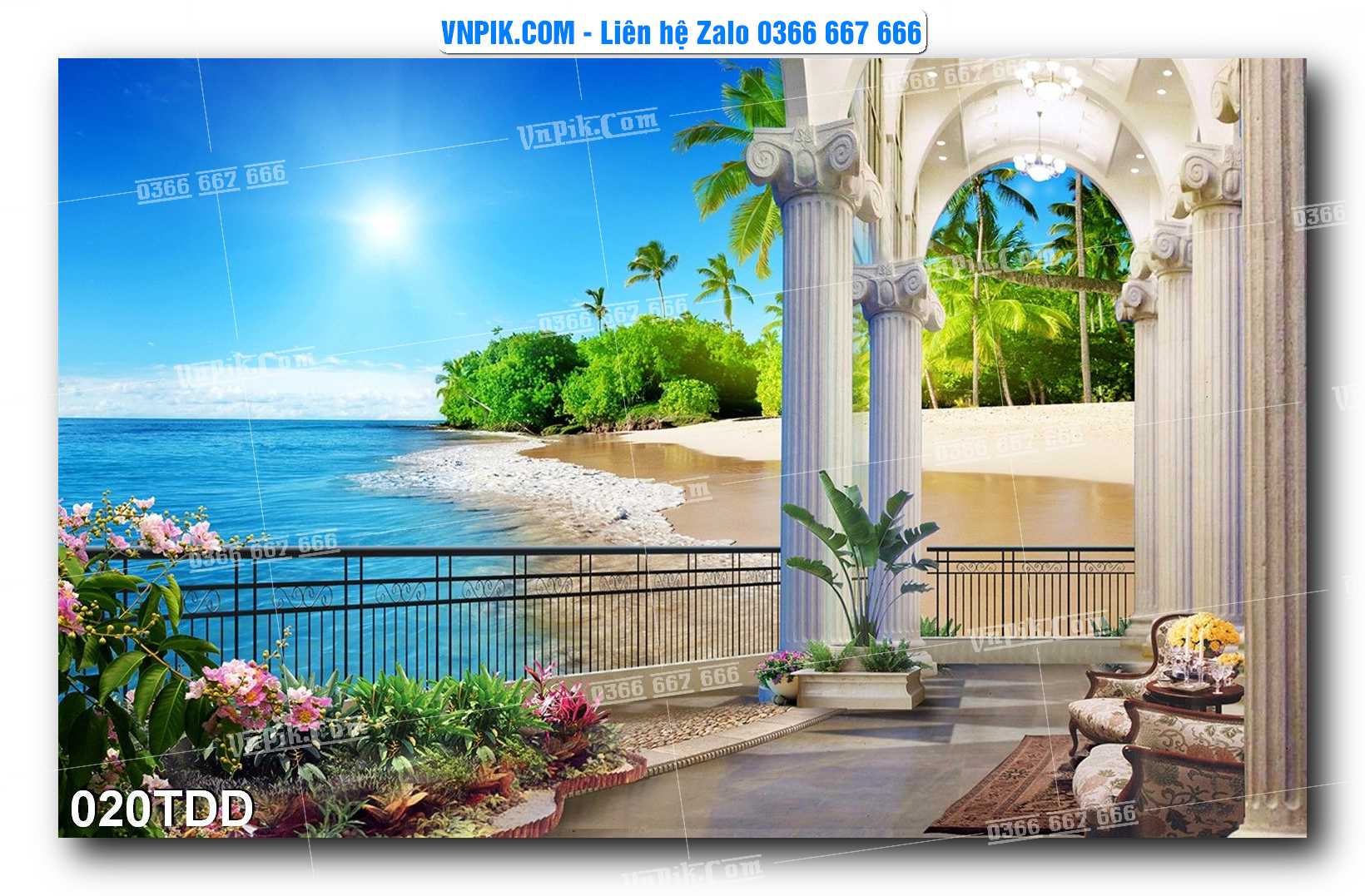 Tranh đại dương – cá heo 3D – tranh bể cá 020TDD