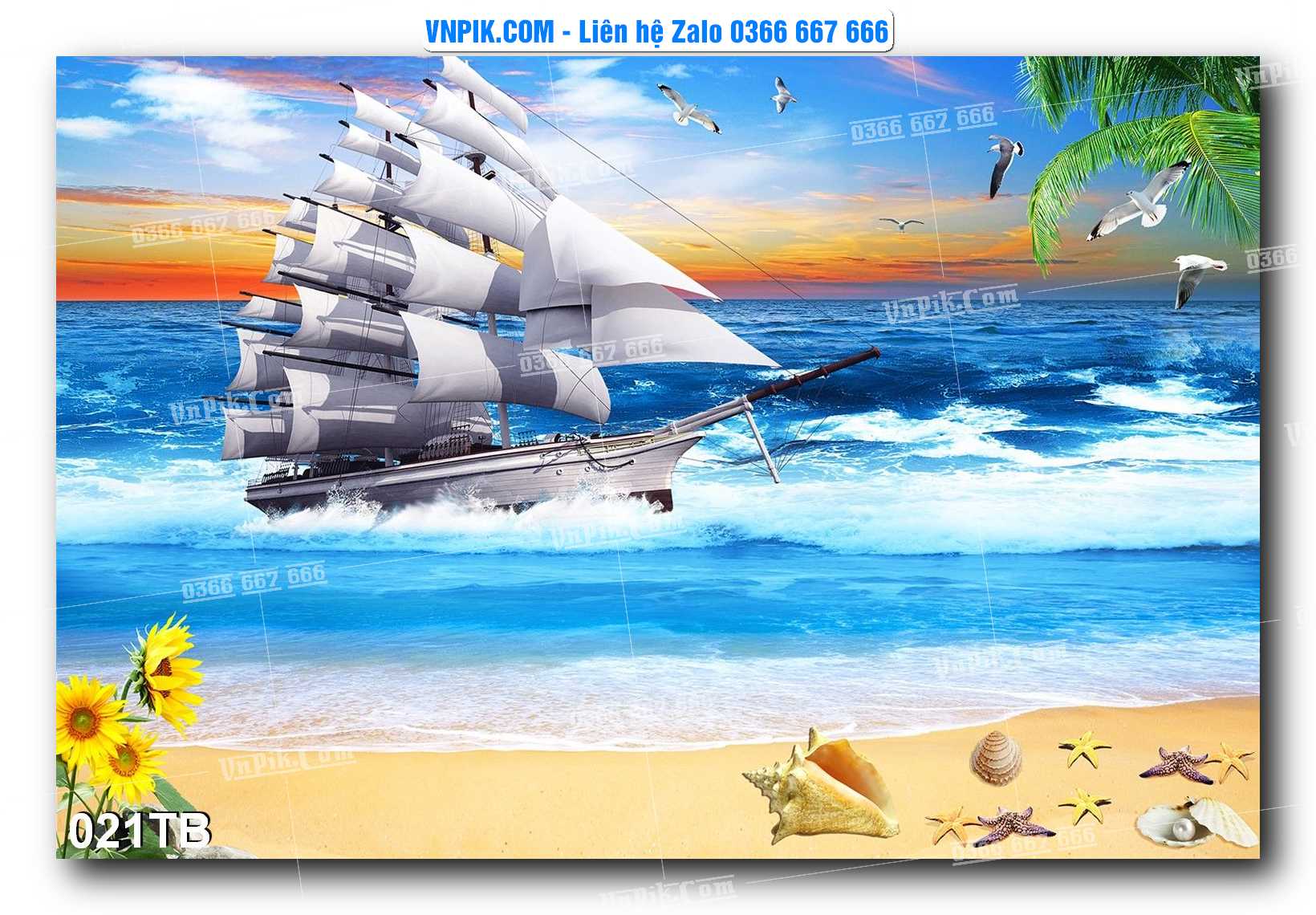 Tranh thuận buồm xuôi gió file PSD mẫu 021TB