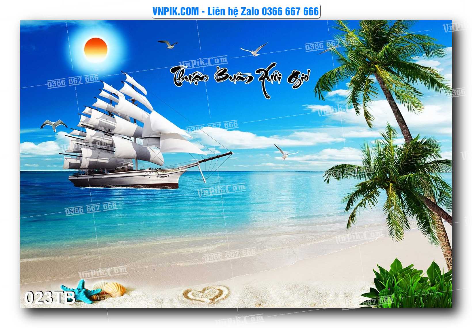 Tranh thuận buồm xuôi gió file PSD mẫu 023TB
