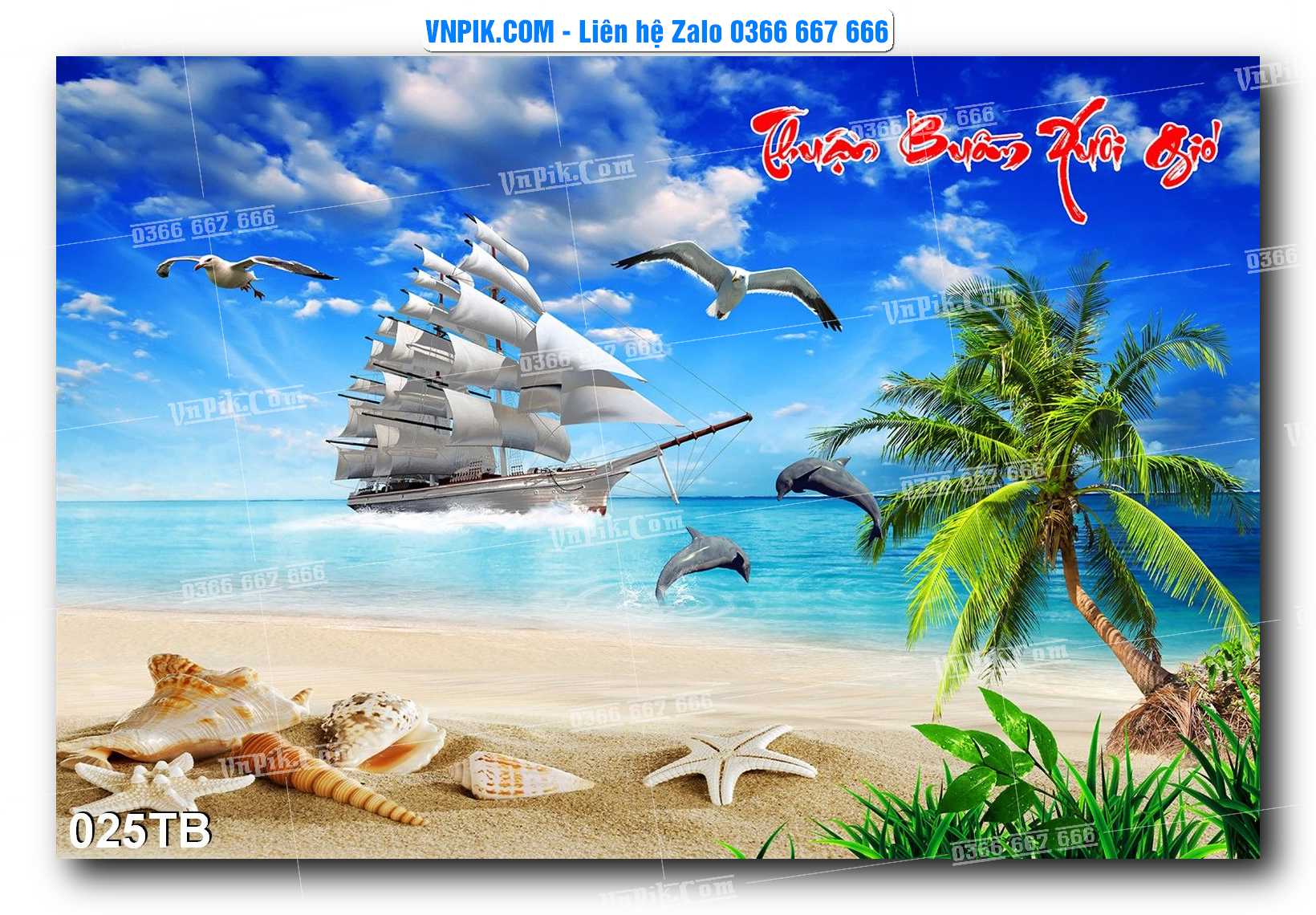 Tranh thuận buồm xuôi gió file PSD mẫu 025TB
