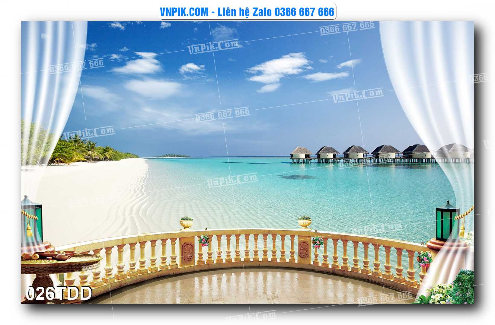 Tranh đại dương – cá heo 3D – tranh bể cá 026TDD