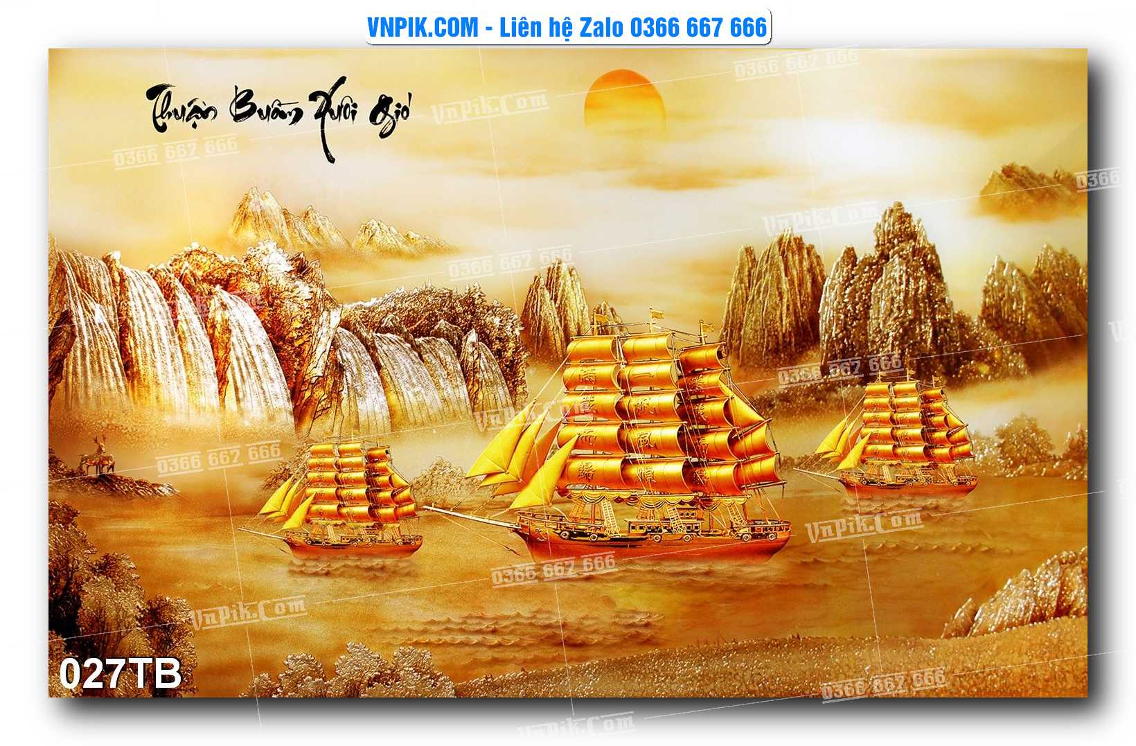 Tranh thuận buồm xuôi gió file PSD mẫu 027TB