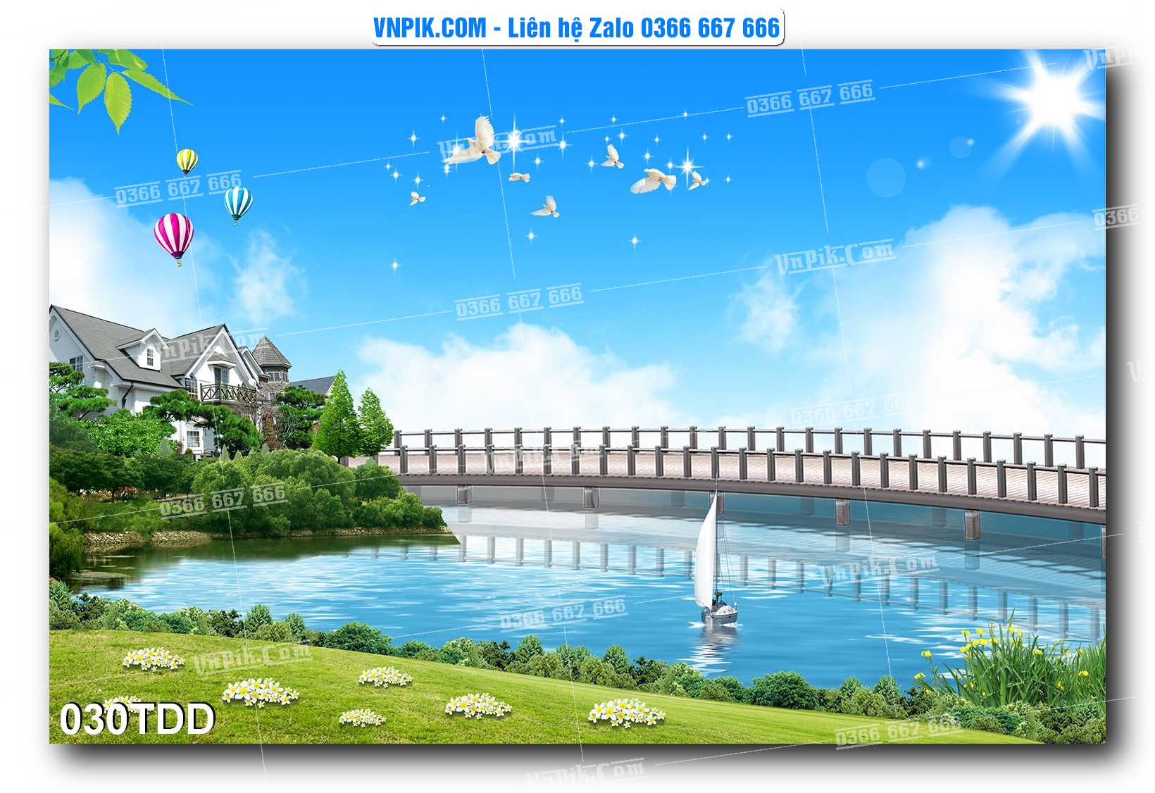 Tranh đại dương – cá heo 3D – tranh bể cá 030TDD