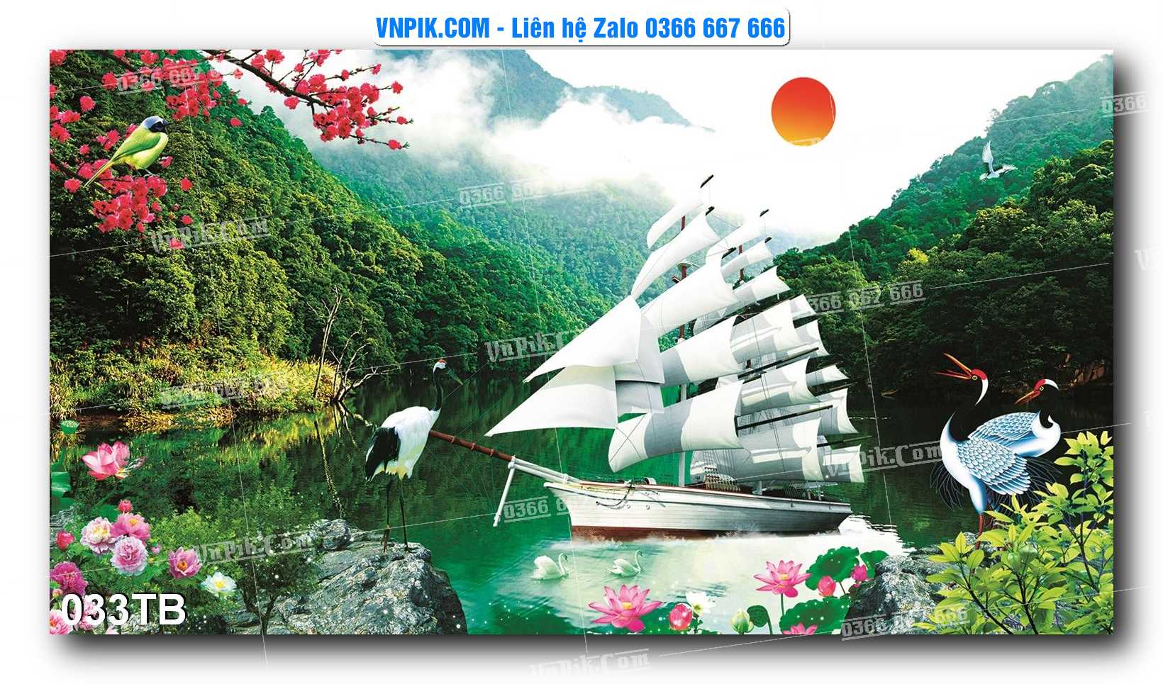 Tranh thuận buồm xuôi gió file PSD mẫu 033TB