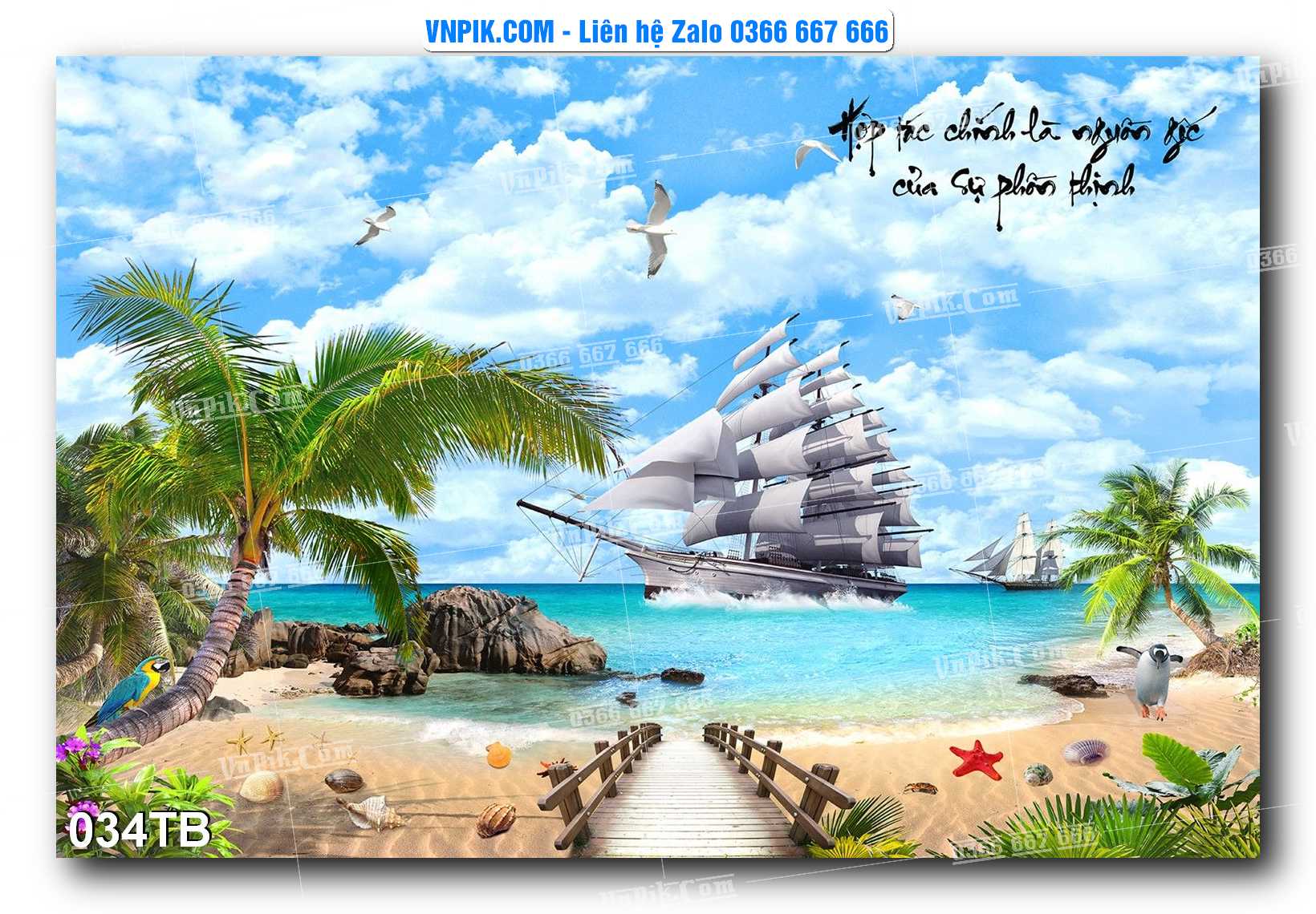 Tranh thuận buồm xuôi gió file PSD mẫu 034TB
