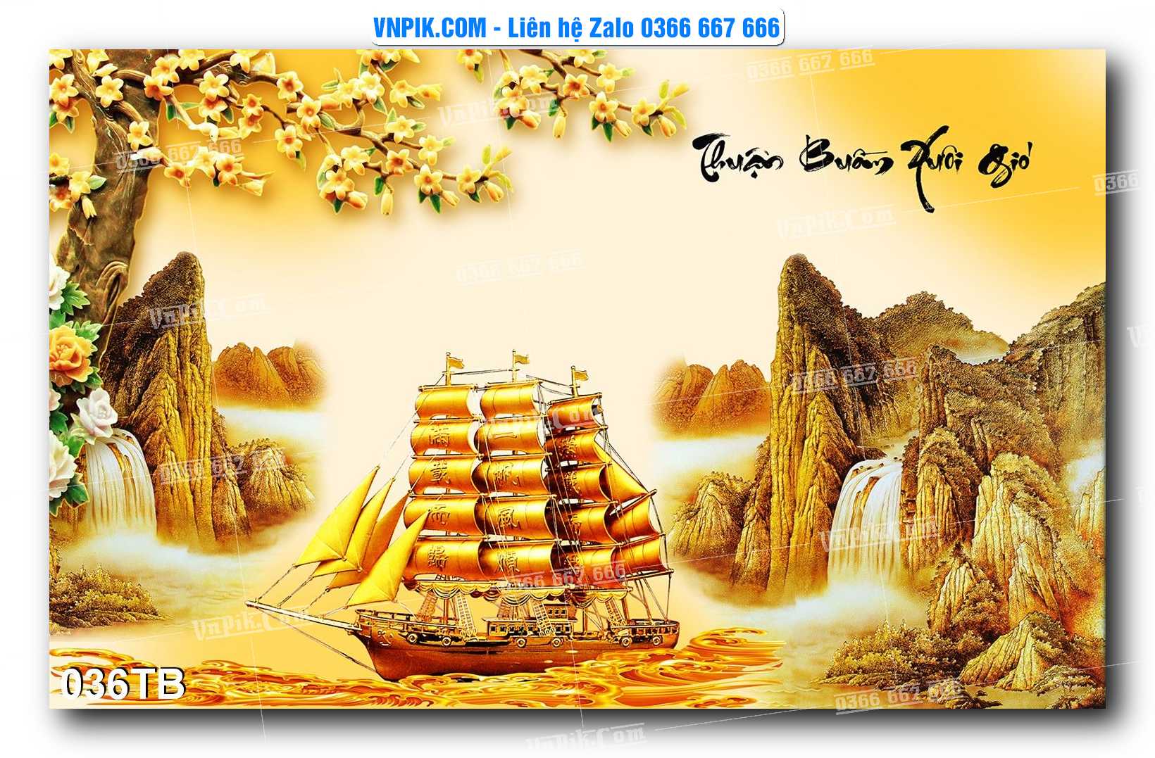 Tranh thuận buồm xuôi gió file PSD mẫu 036TB