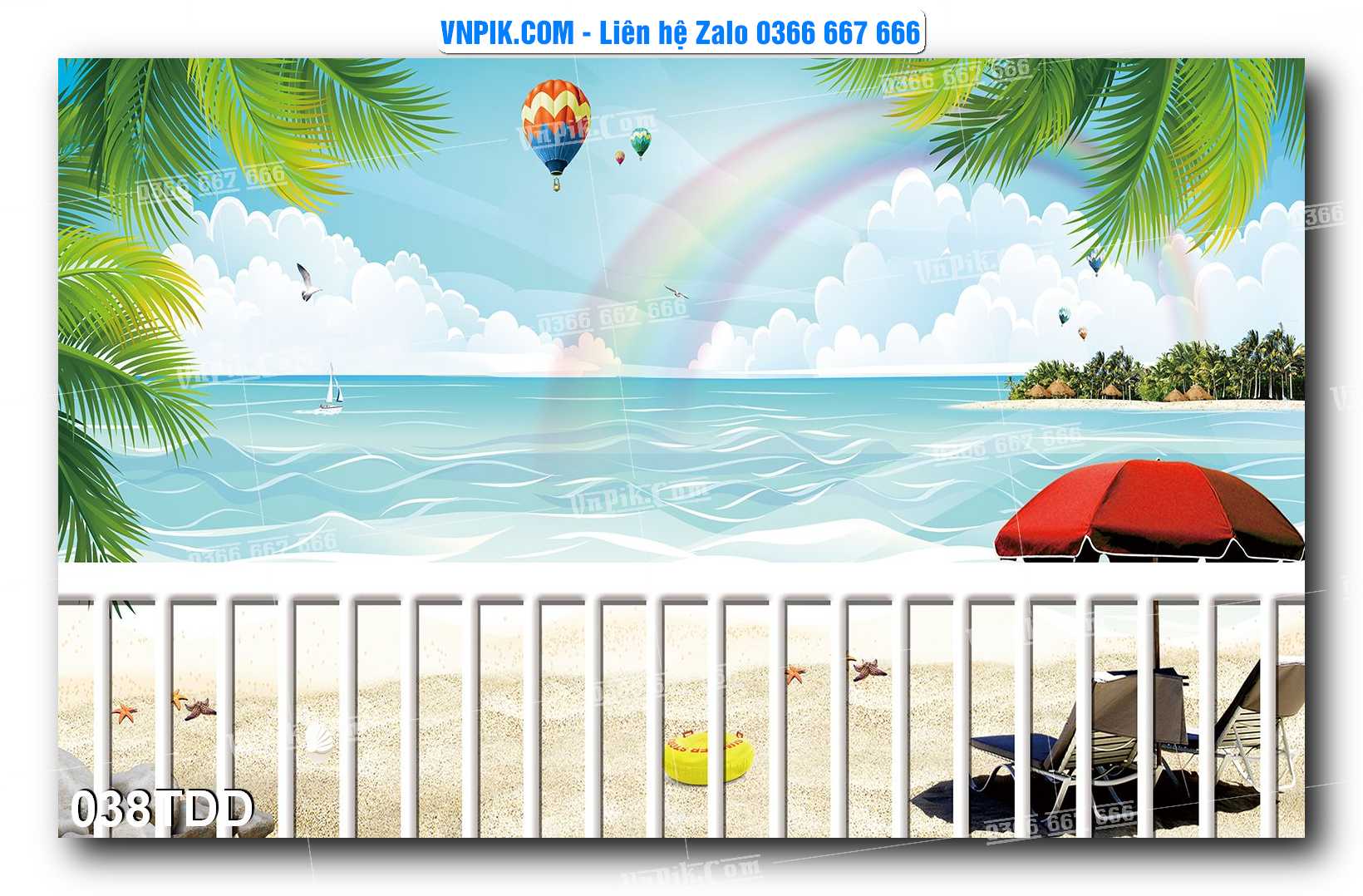 Tranh đại dương – cá heo 3D – tranh bể cá 038TDD