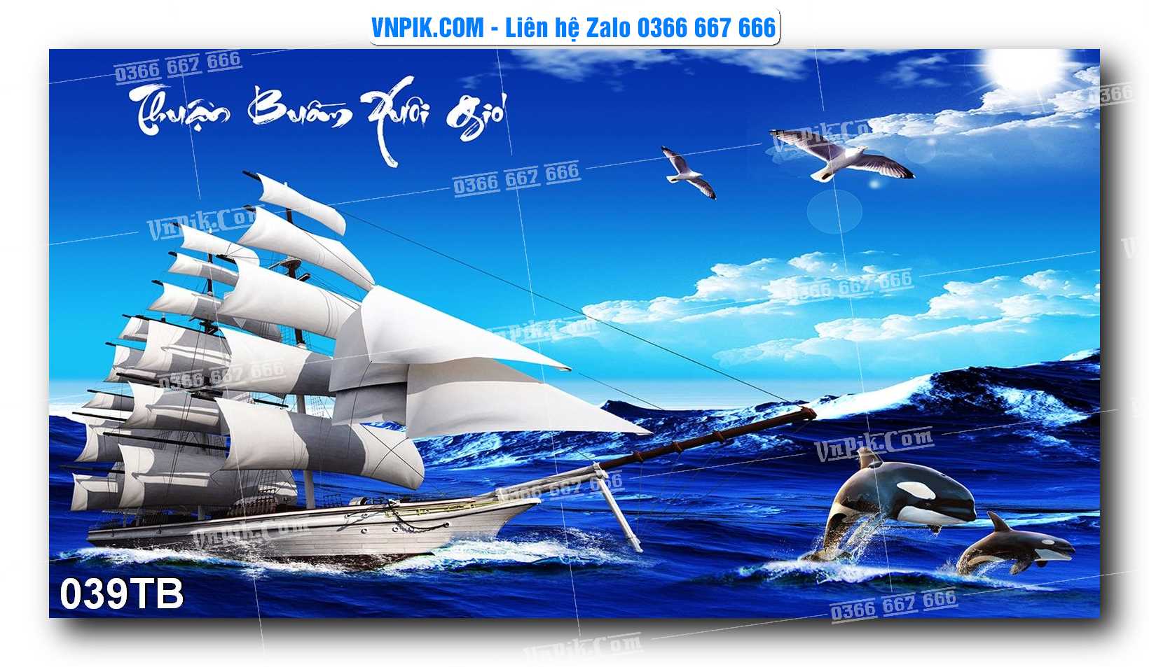 Tranh thuận buồm xuôi gió file PSD mẫu 039TB