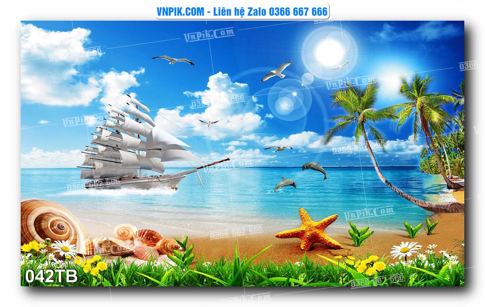 Tranh thuận buồm xuôi gió file PSD mẫu 042TB