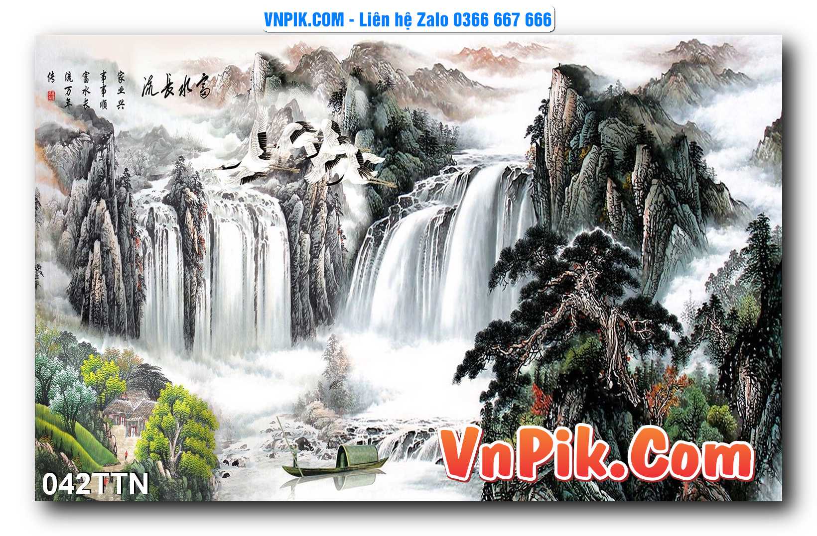 Tranh thác nước – Tranh phong thủy – Tranh treo tường mã 042TTN